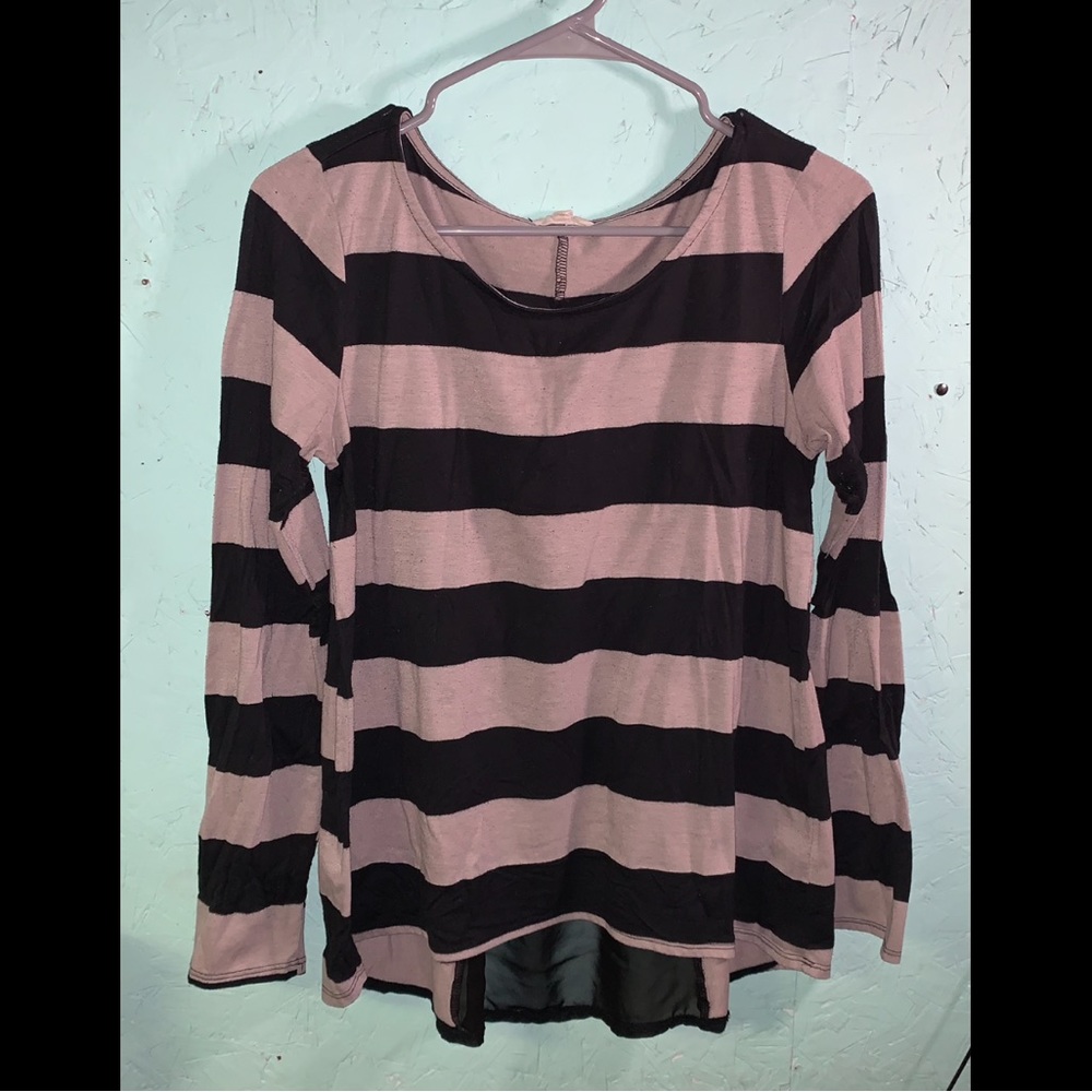 Striped Mesh Back Long Sleeve